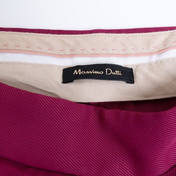 Massimo Dutti Wide Leg High Waisted Palazzo Pants Fuchsia Pink Viscose Trousers - Picture 4 of 11